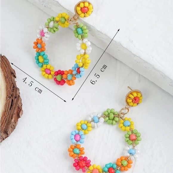 🆕✨ BOGO! Boho Hippie Flower child beaded dangle earrings NEW Boutique - Picture 3 of 6